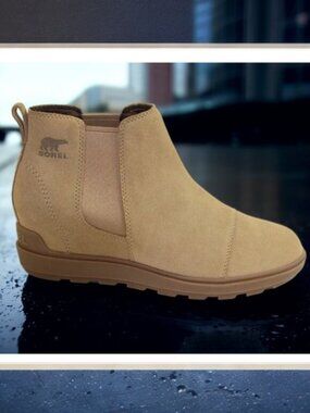 Sorel Evie II Chelsea Caribou Bluff Suede Durable Traction Ankle Boot Size 10.5